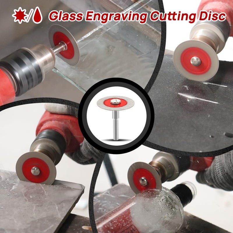 FOCSTOL Mini Diamond Glass Cutting Disc - 5pcs 1-9/16 Inch(40mm) Glass Saw Blade and 1pc 1/4 Inch(6mm) Round Shank for Glass Jade Marble Granite Artificial Stone Porcelain Tile Ceramic - Image 3